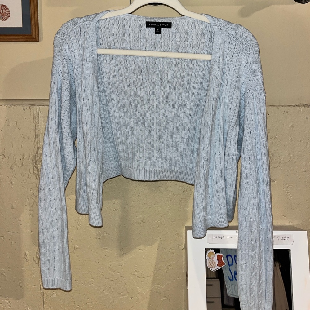 Kendall & Kylie Light Blue Ribbed Cardigan
